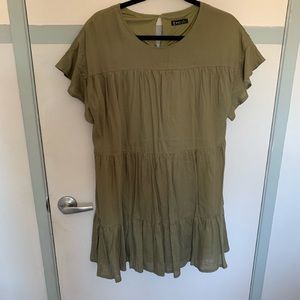 Khaki green tiered mini dress - NWOT
